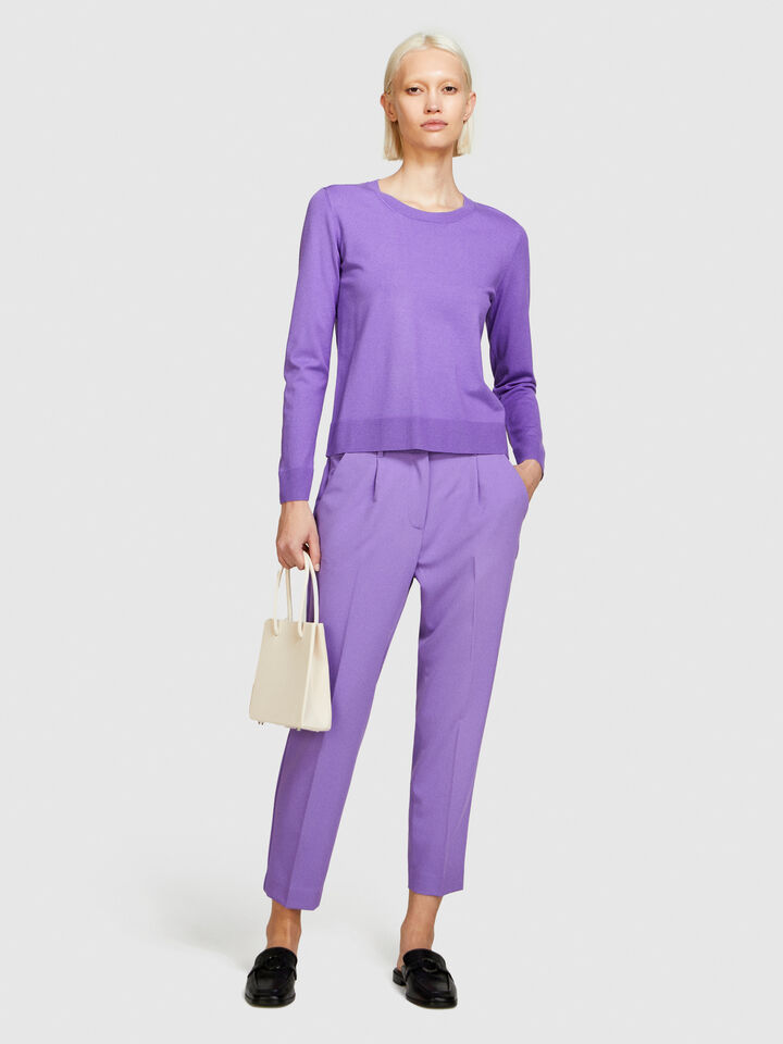 Solid colored sweater - women's crew neck sweaters - Lilac | Sisley image number 1